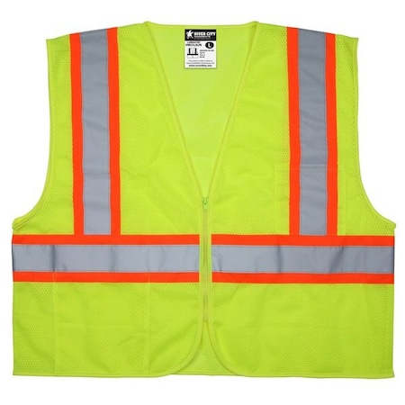 Mcr Safety Safety Vest, Economy Class 2 3.5 Inch Orange, Silver Stripes Zipper Front, Limited Flammability VWCCL2LFRM
